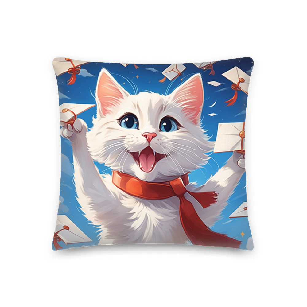 PugMug Custom White Companion Cat Premium Pillow