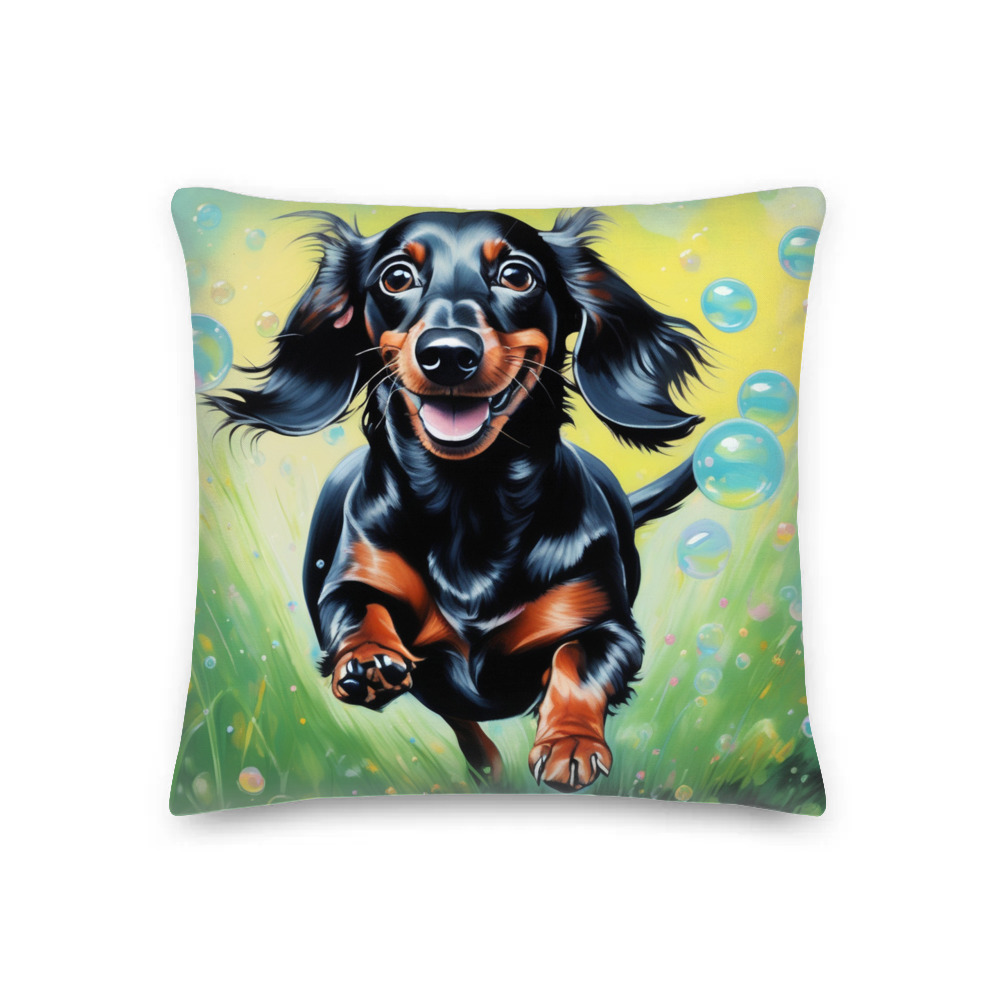 PugMug Custom Black Dachshund Premium Pillow