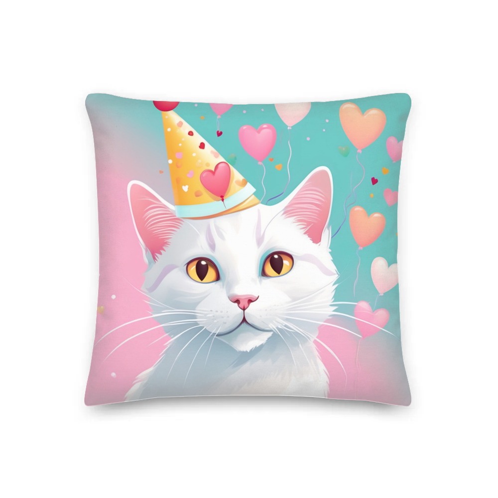 PugMug Custom White Companion Cat Premium Pillow