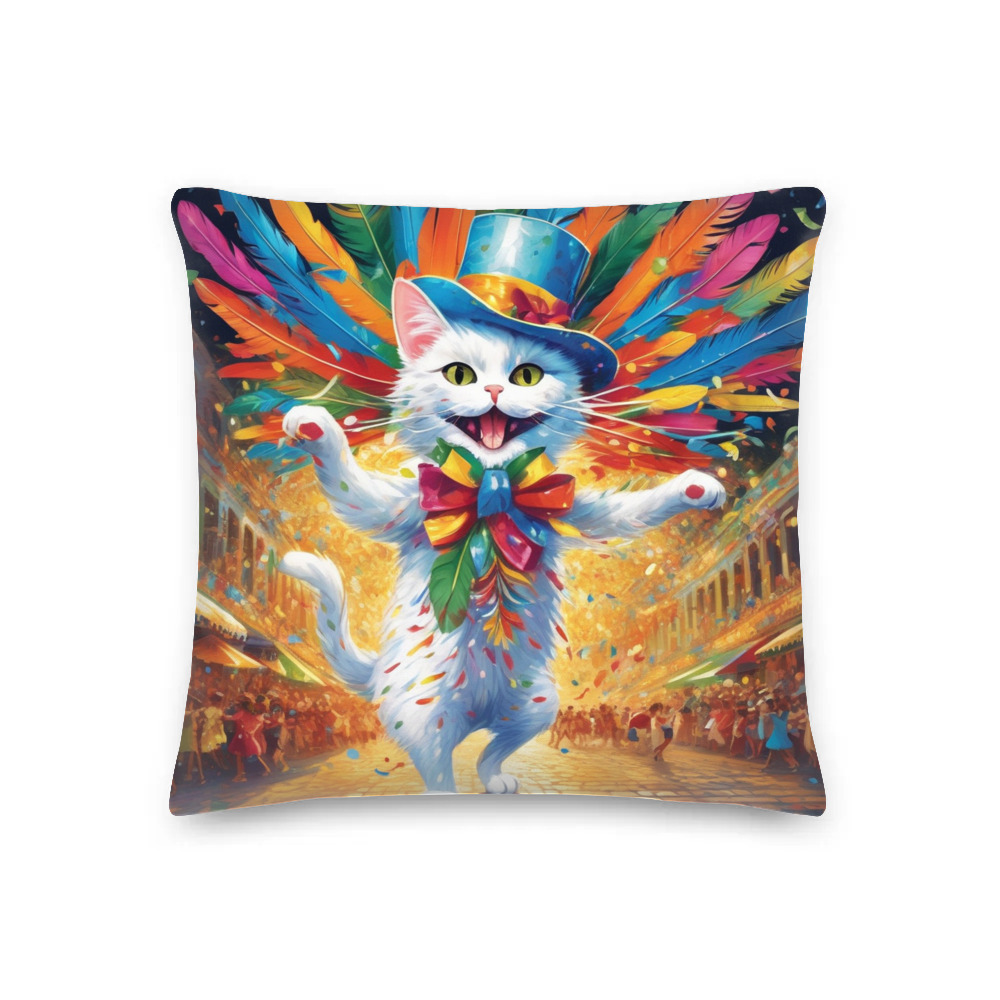 PugMug Custom White Companion Cat Premium Pillow