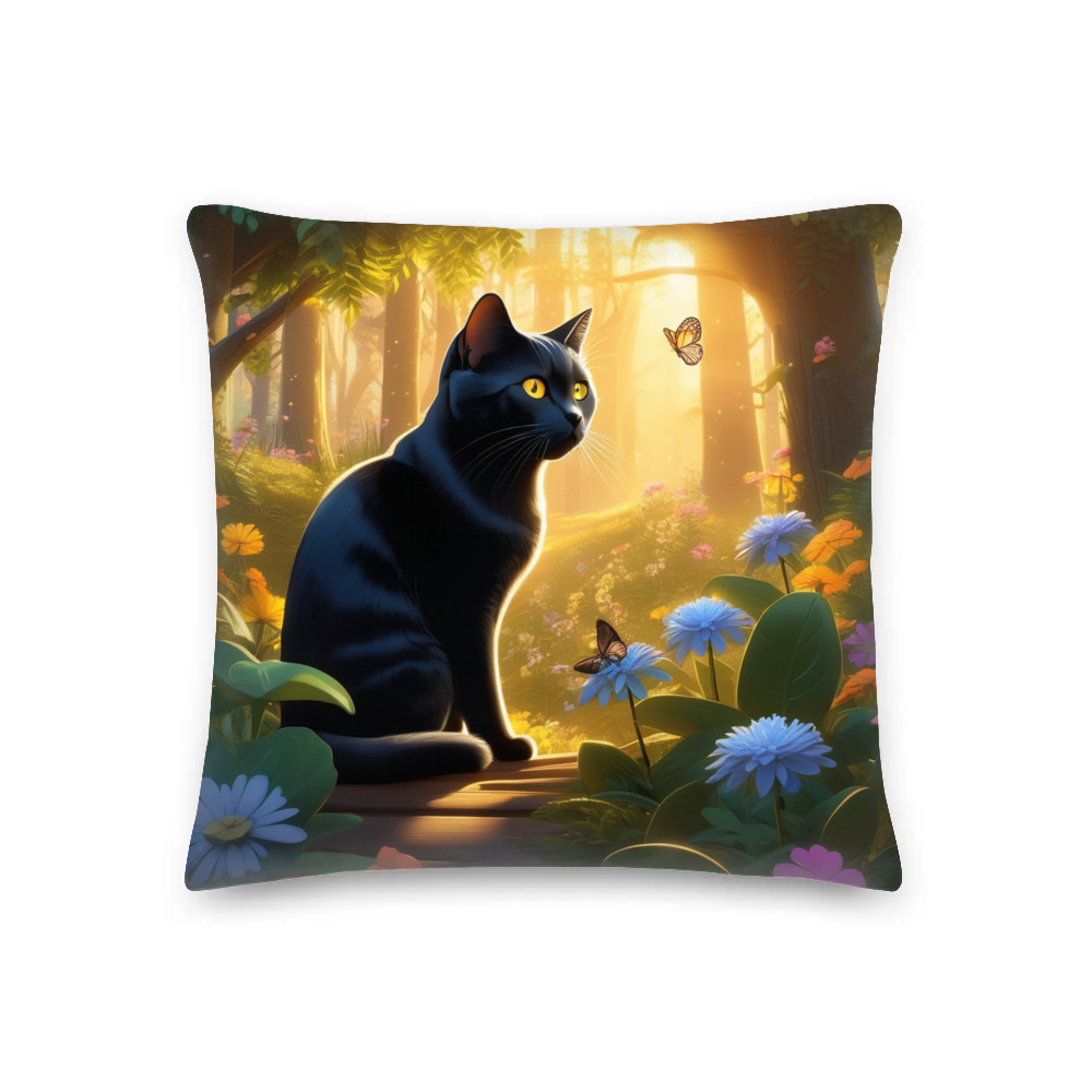 PugMug Custom Black British Shorthair Cat Premium Pillow