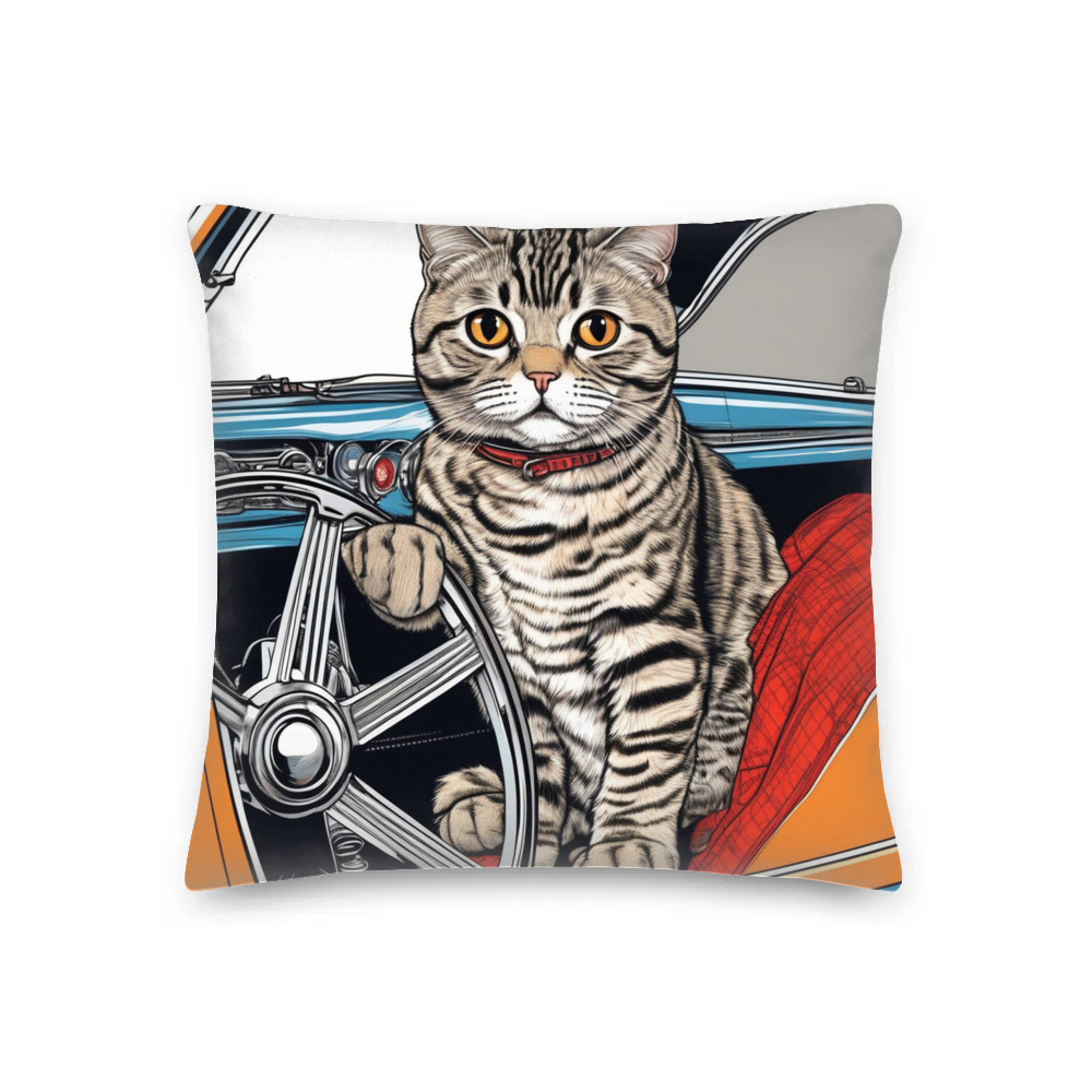 PugMug Custom Tabby Scottish Fold Cat Premium Pillow