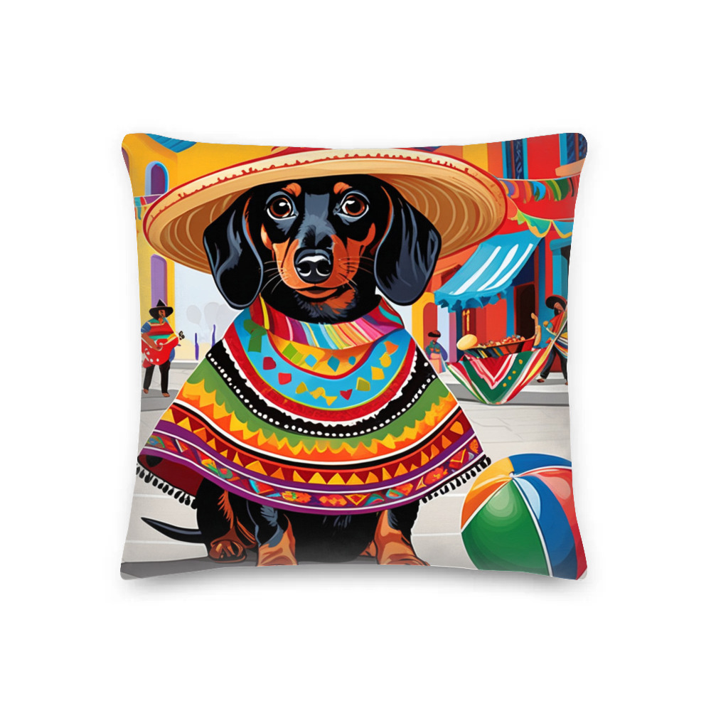 PugMug Custom Black Dachshund Premium Pillow