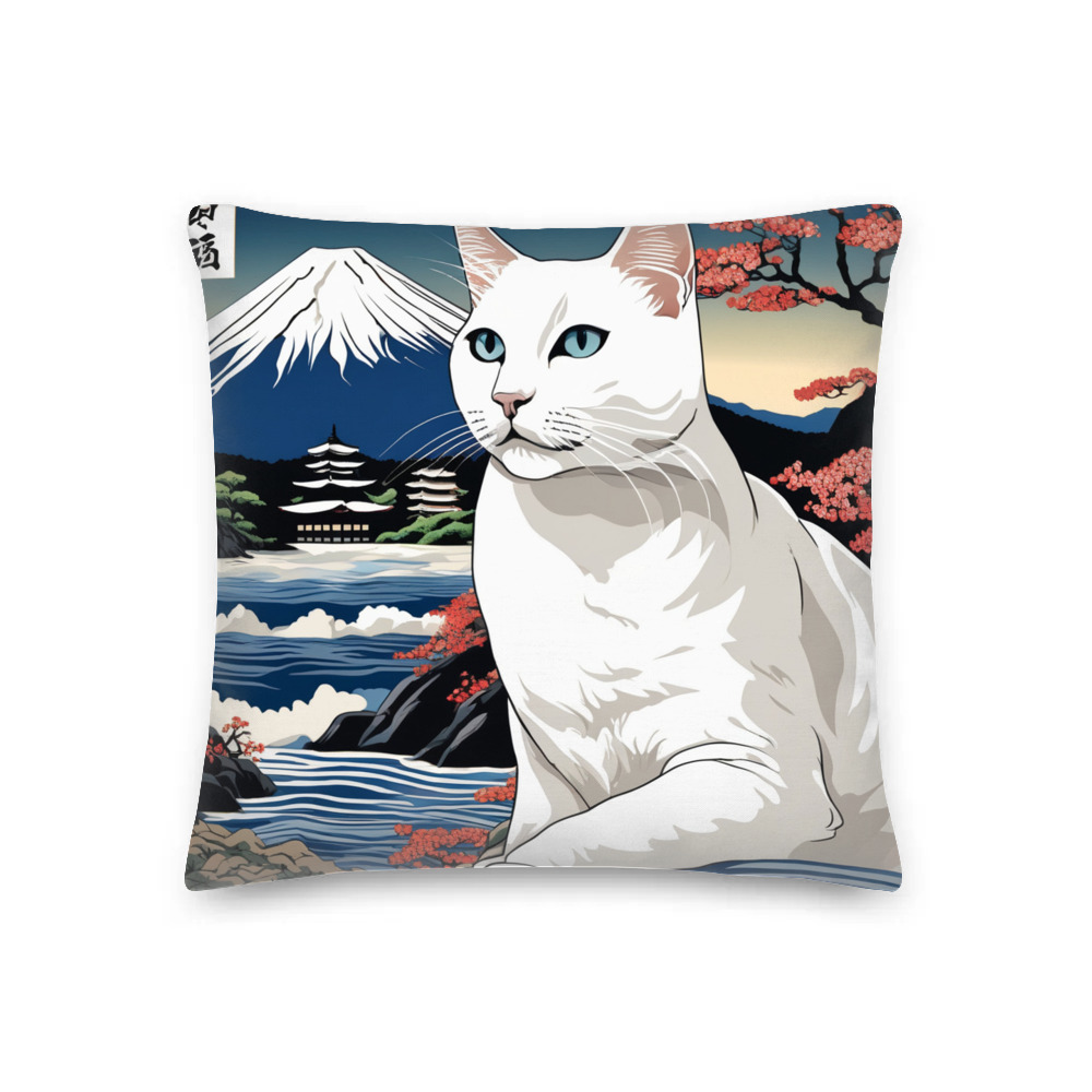 PugMug Custom White Companion Cat Premium Pillow