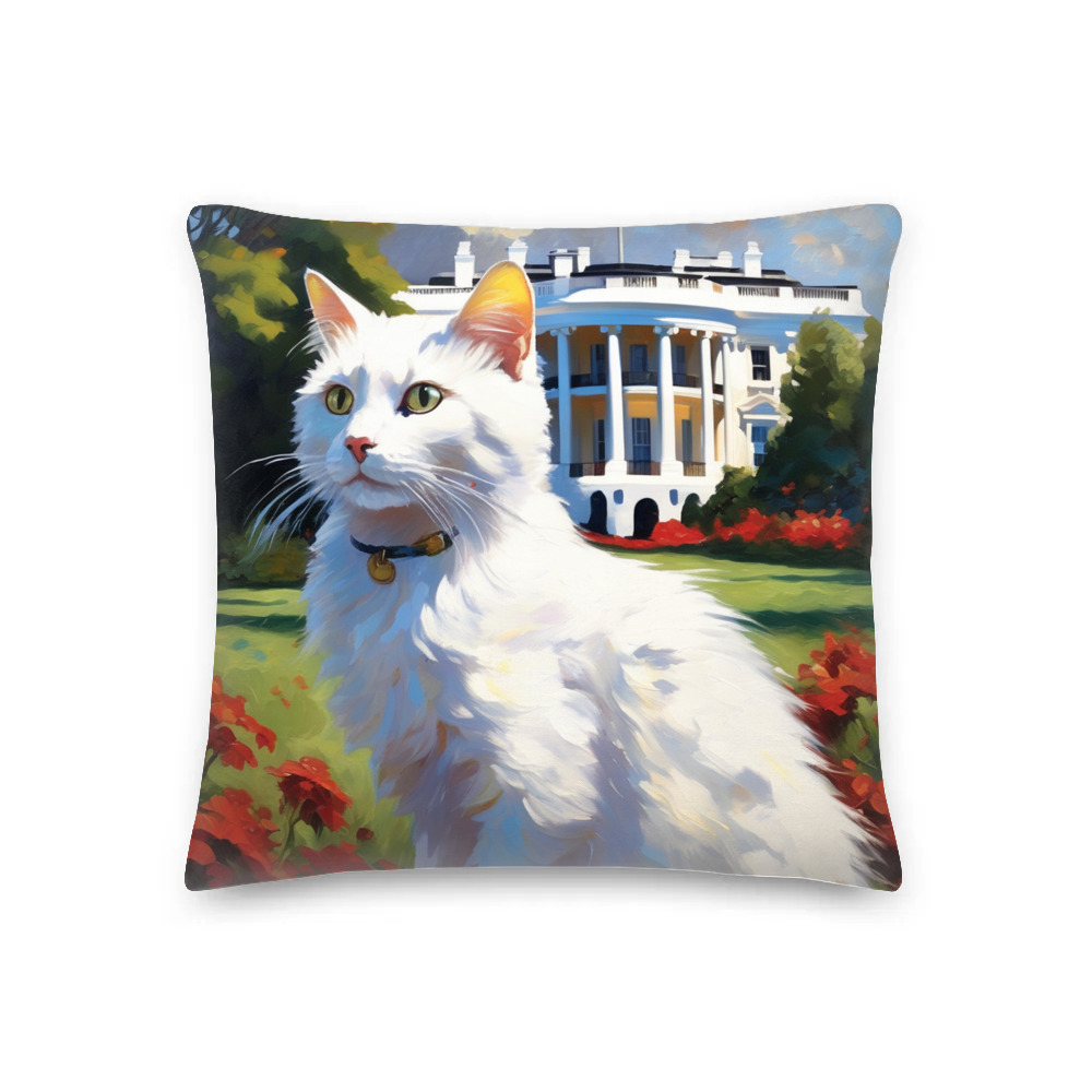 PugMug Custom White Companion Cat Premium Pillow