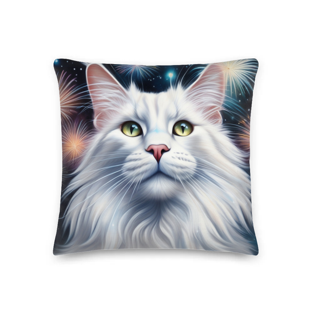 PugMug Custom White Maine Coon Cat Premium Pillow