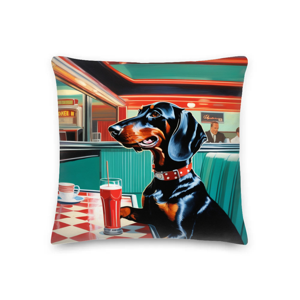 PugMug Custom Black Dachshund Premium Pillow