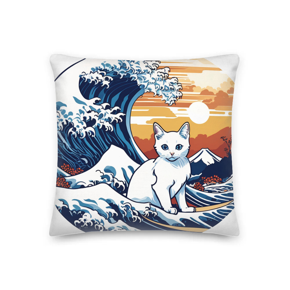 PugMug Custom White Companion Cat Premium Pillow