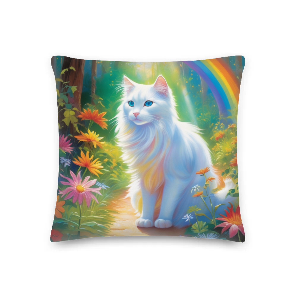PugMug Custom White Companion Cat Premium Pillow