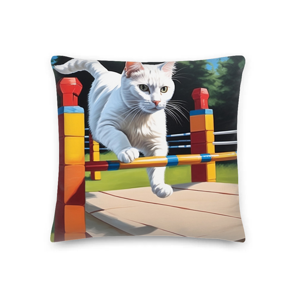 PugMug Custom White Companion Cat Premium Pillow