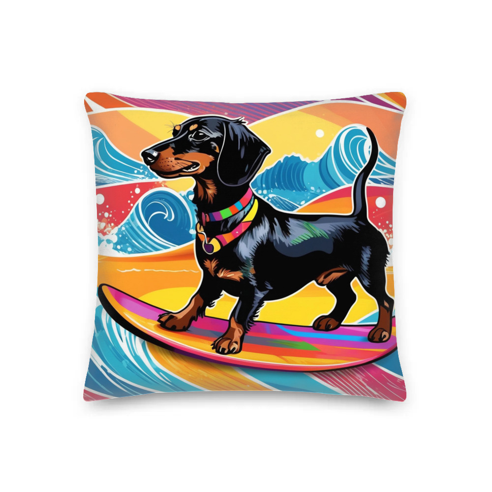 PugMug Custom Black Dachshund Premium Pillow