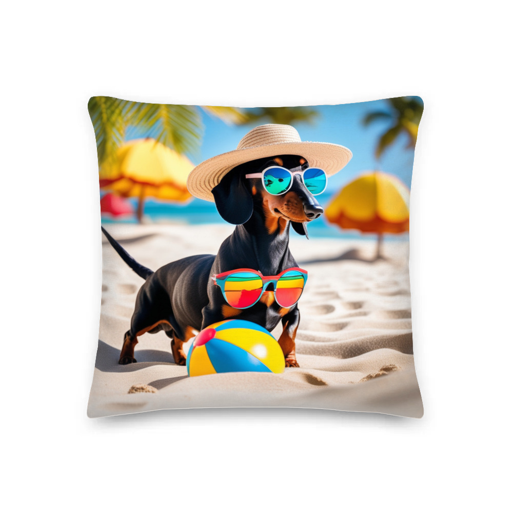 PugMug Custom Black Dachshund Premium Pillow
