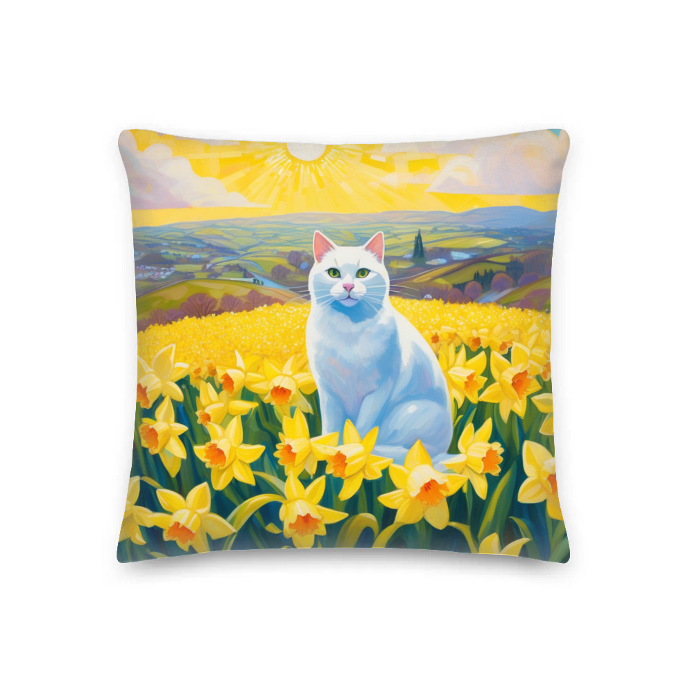 PugMug Custom White Companion Cat Premium Pillow