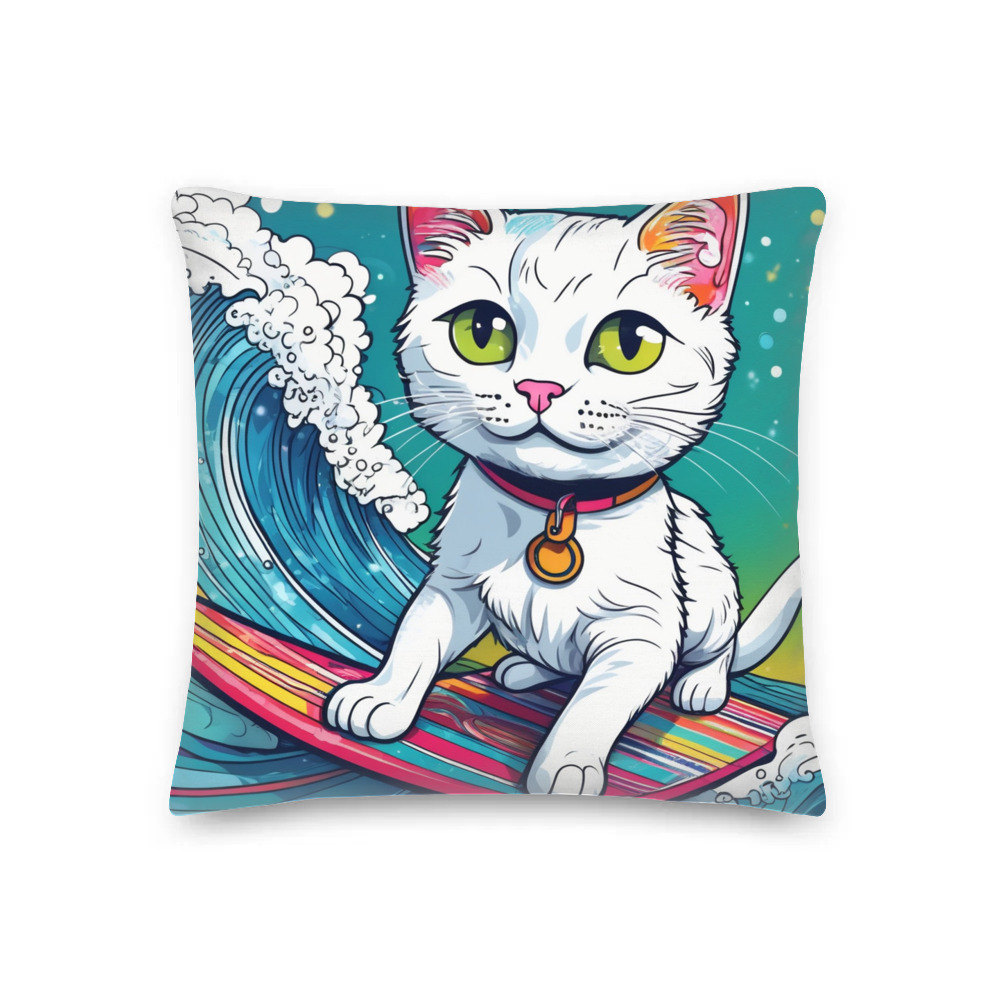 PugMug Custom White Companion Cat Premium Pillow
