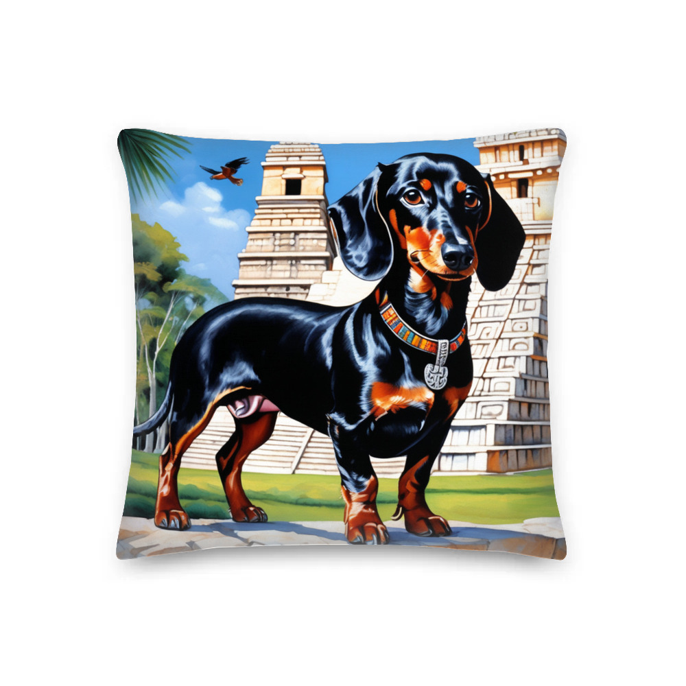 PugMug Custom Black Dachshund Premium Pillow