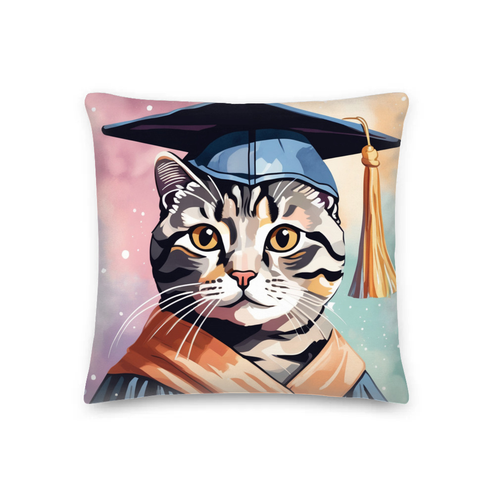 PugMug Custom Tabby Scottish Fold Cat Premium Pillow
