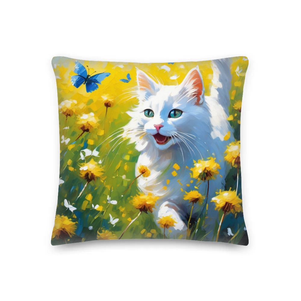 PugMug Custom White Companion Cat Premium Pillow
