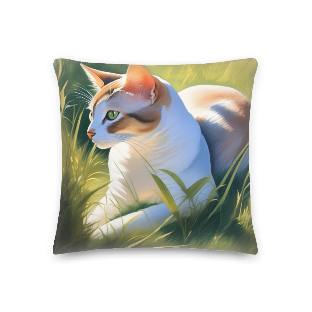 PugMug Custom White Abyssinian Cat Premium Pillow