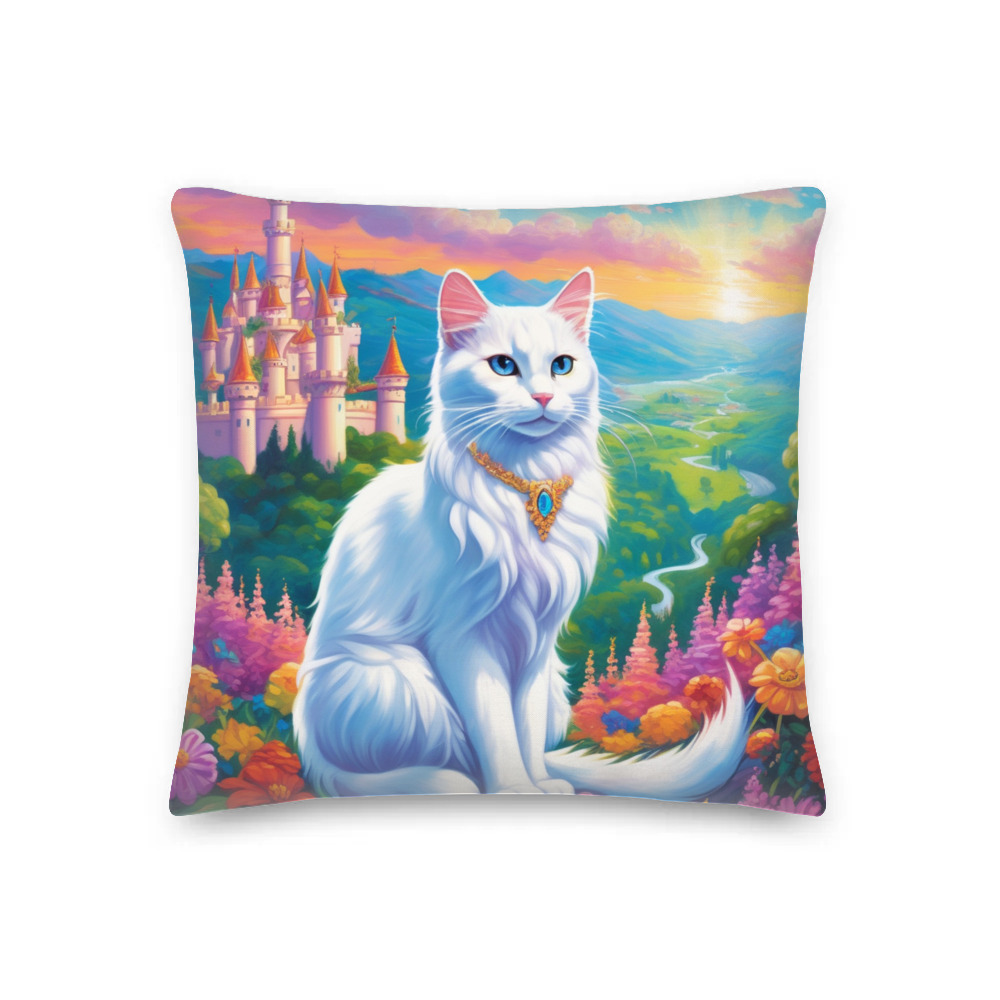 PugMug Custom White Companion Cat Premium Pillow