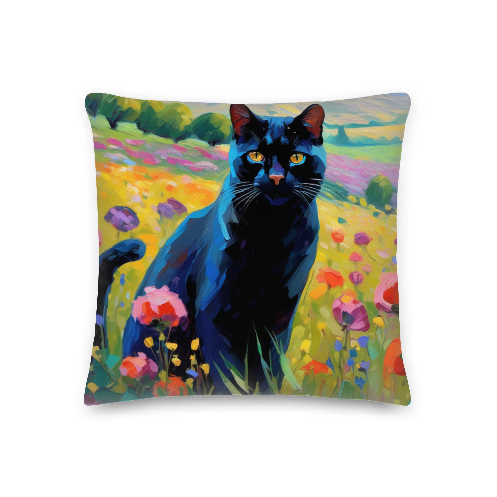 PugMug Custom Black Exotic Cat Premium Pillow