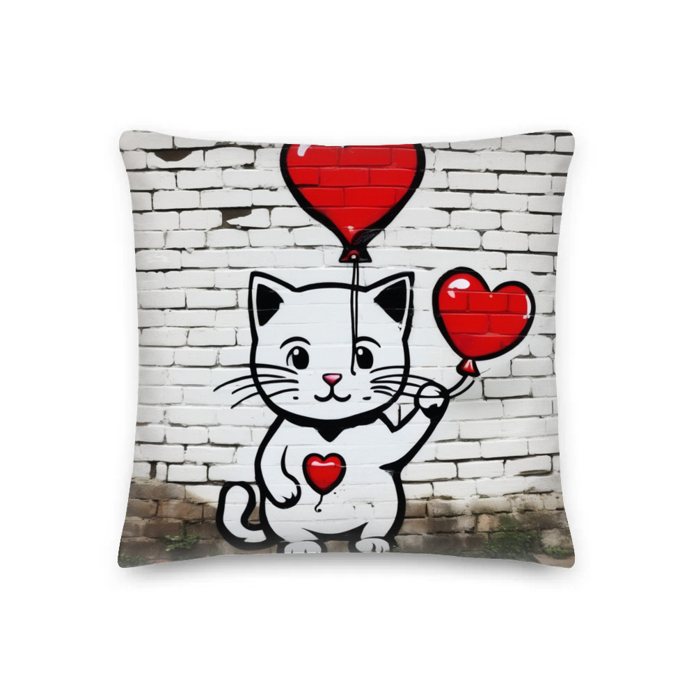 PugMug Custom White Companion Cat Premium Pillow