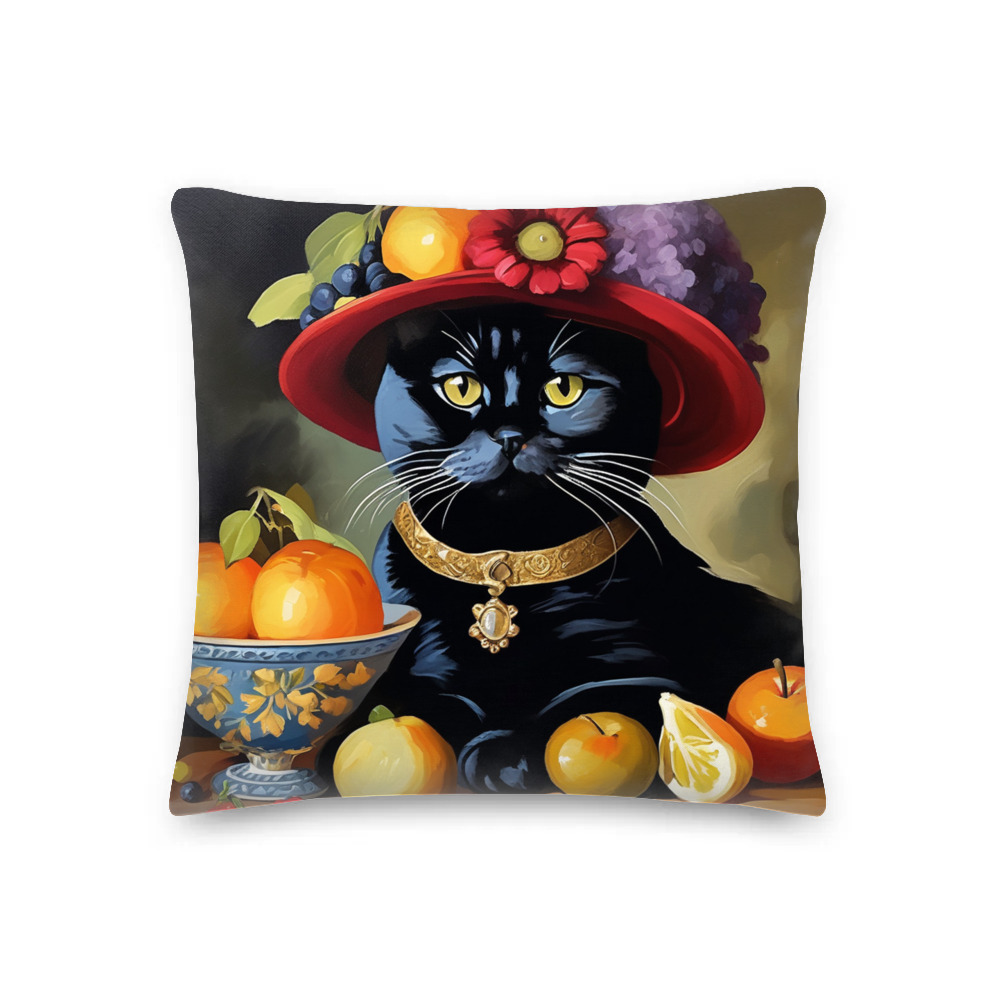PugMug Custom Black British Shorthair Cat Premium Pillow