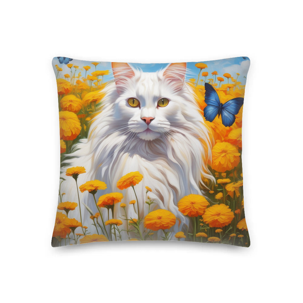 PugMug Custom White Maine Coon Cat Premium Pillow
