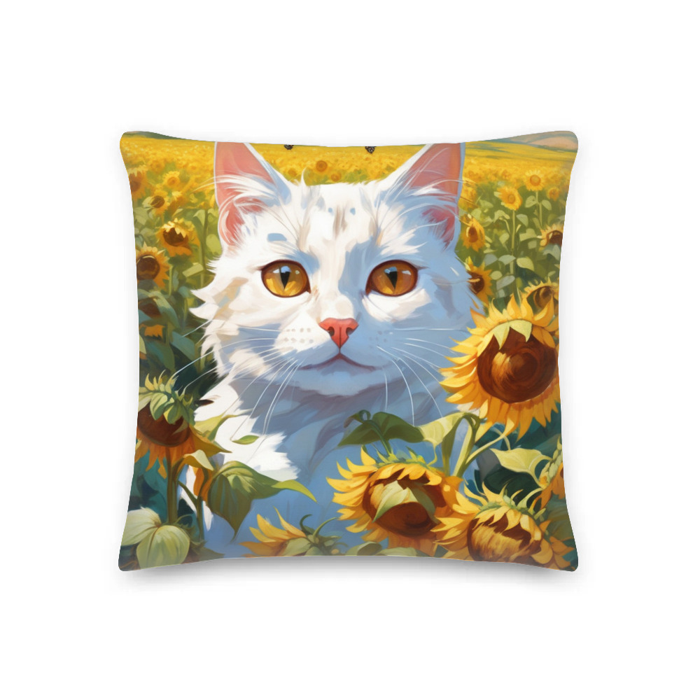 PugMug Custom White Companion Cat Premium Pillow
