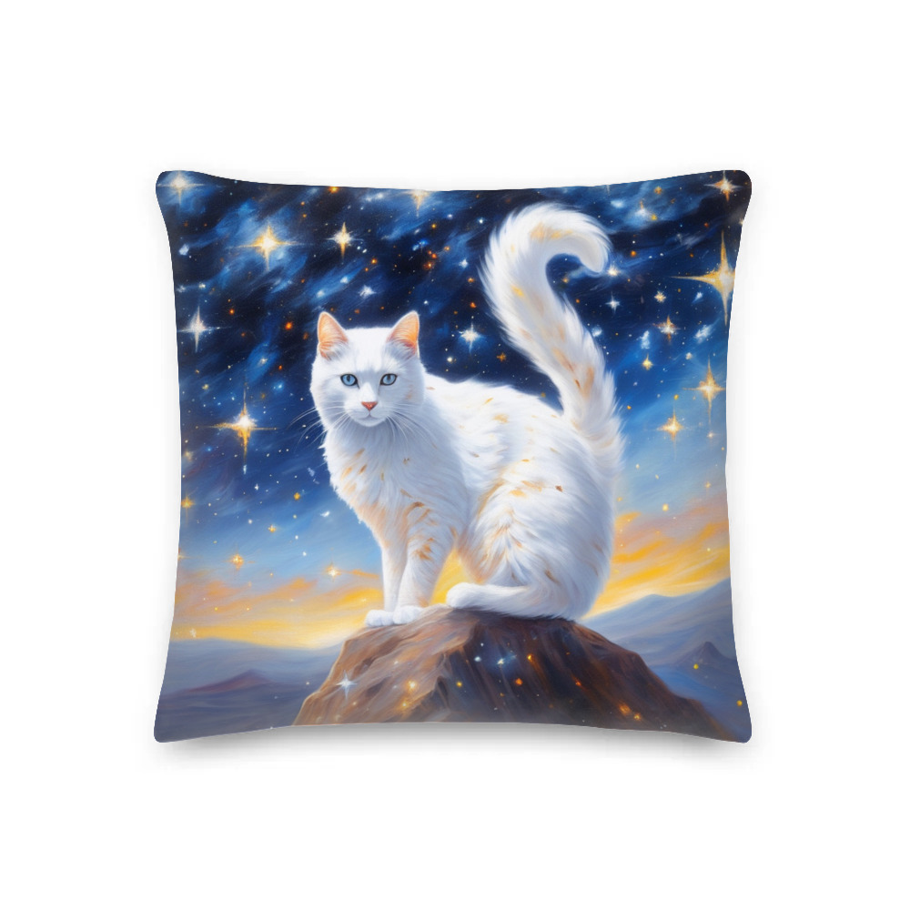 PugMug Custom White Companion Cat Premium Pillow