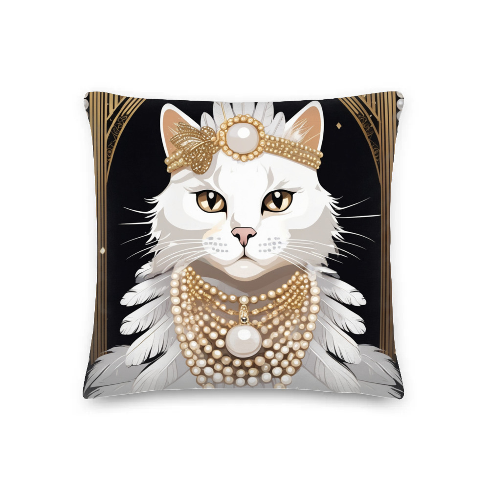 PugMug Custom White Companion Cat Premium Pillow