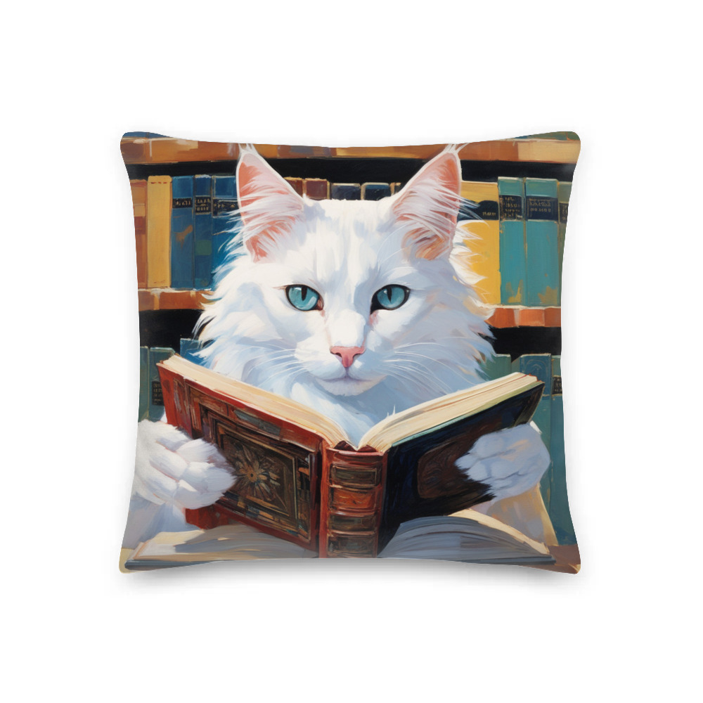 PugMug Custom White Companion Cat Premium Pillow