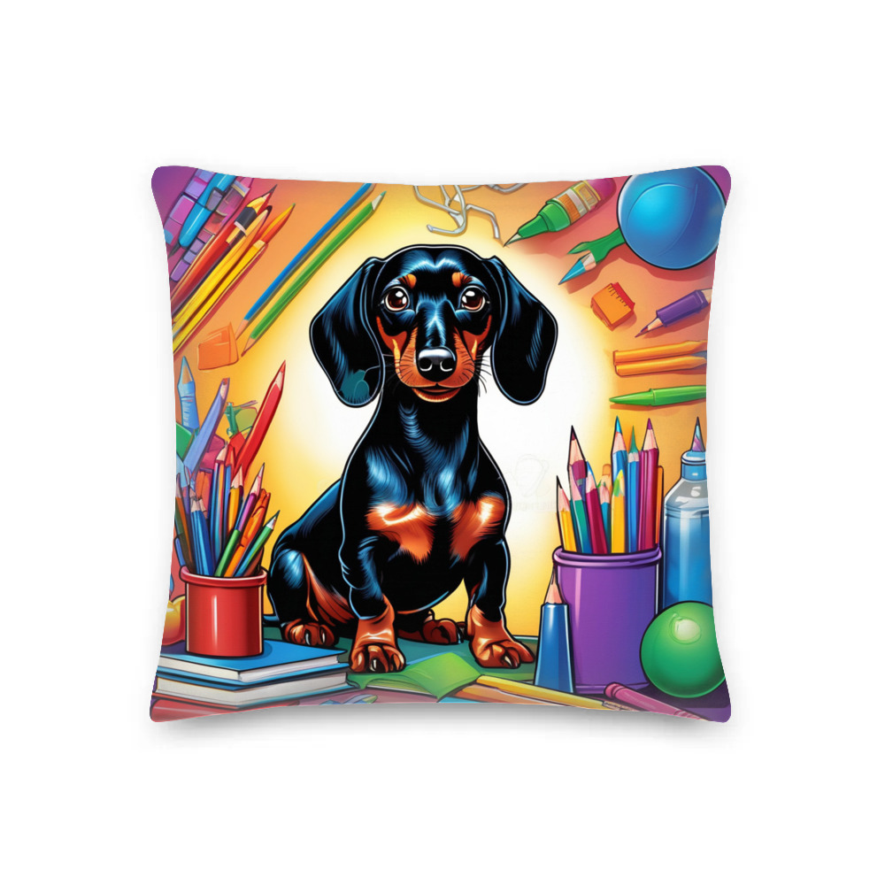 PugMug Custom Black Dachshund Premium Pillow