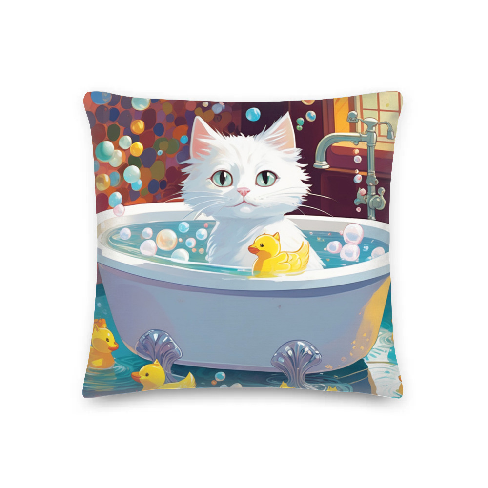 PugMug Custom White Companion Cat Premium Pillow