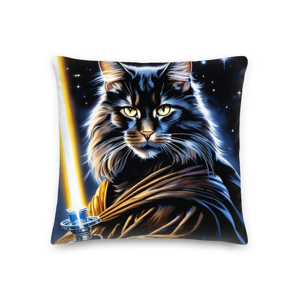 PugMug Custom Black Maine Coon Cat Premium Pillow