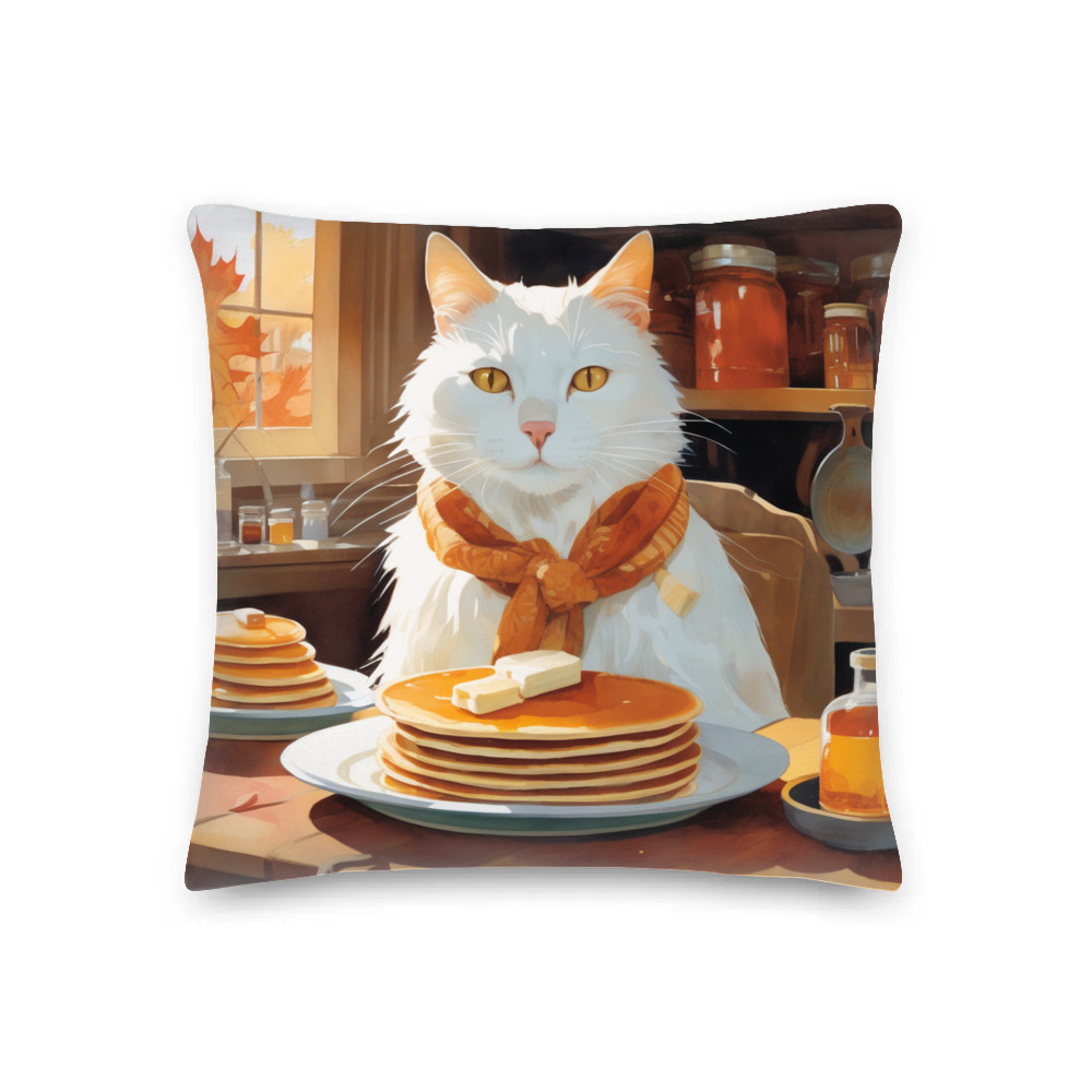 PugMug Custom White Companion Cat Premium Pillow