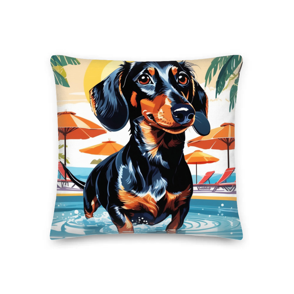 PugMug Custom Black Dachshund Premium Pillow