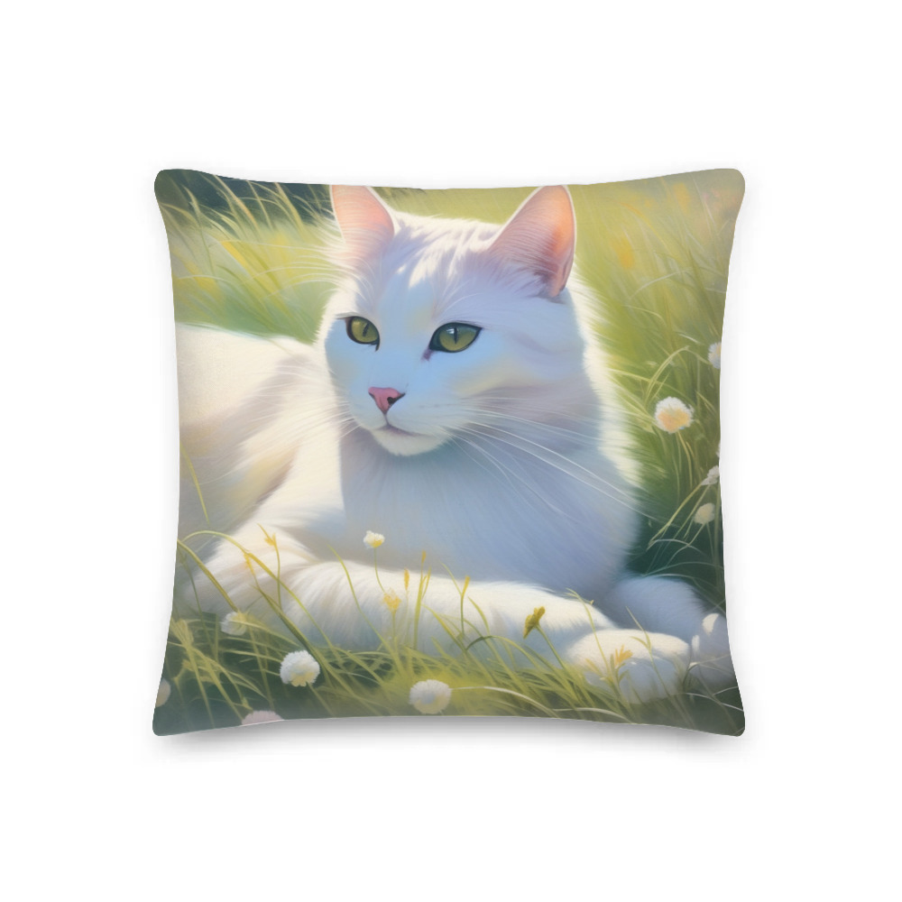 PugMug Custom White Companion Cat Premium Pillow