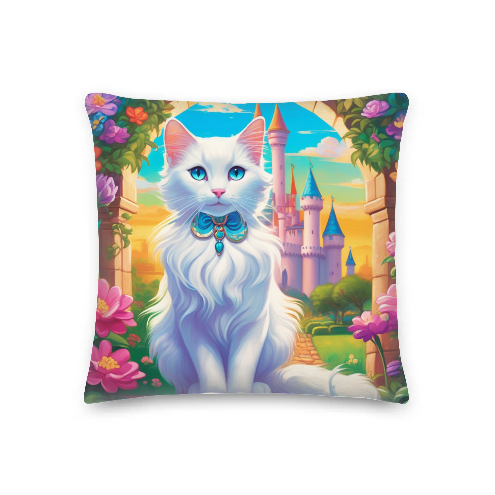 PugMug Custom White Companion Cat Premium Pillow