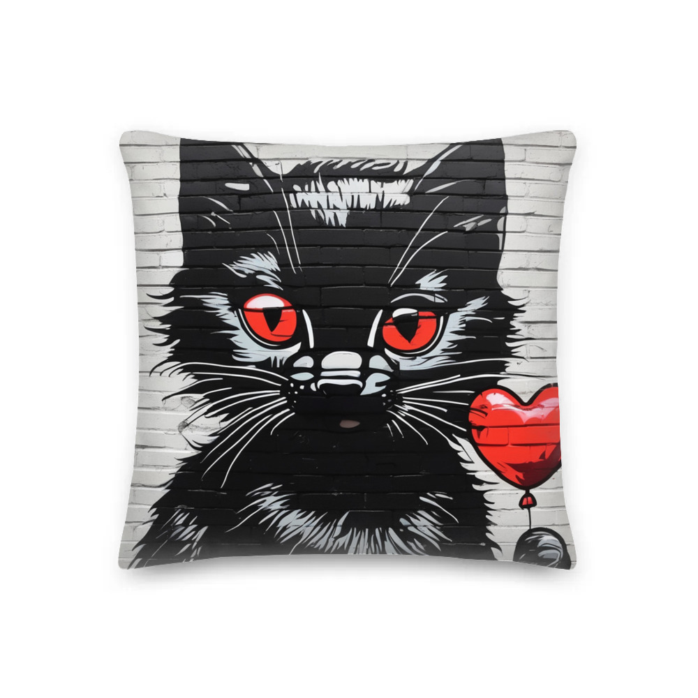 PugMug Custom Black Exotic Cat Premium Pillow