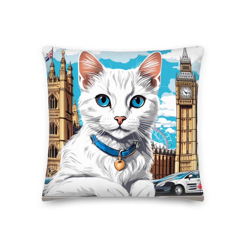 PugMug Custom White Companion Cat Premium Pillow