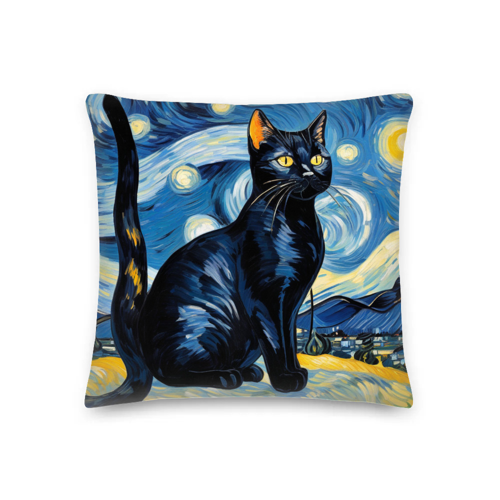 PugMug Custom Black American Shorthair Cat Premium Pillow