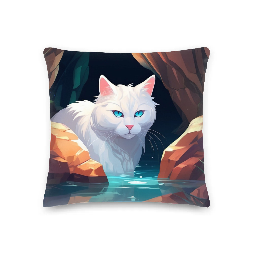 PugMug Custom White Companion Cat Premium Pillow