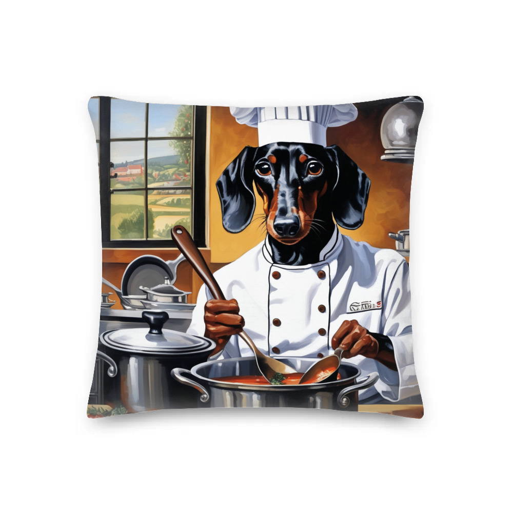 PugMug Custom Black Dachshund Premium Pillow