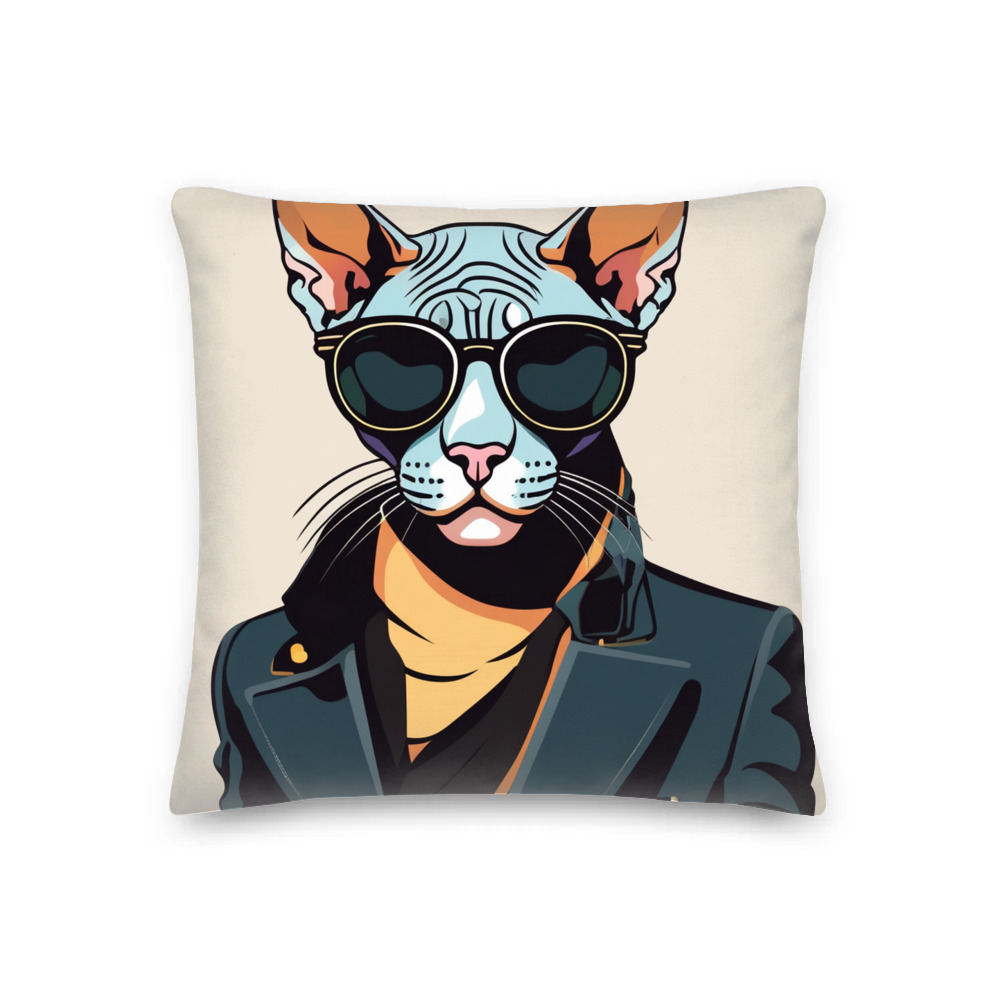 PugMug Custom Black Sphynx Cat Premium Pillow