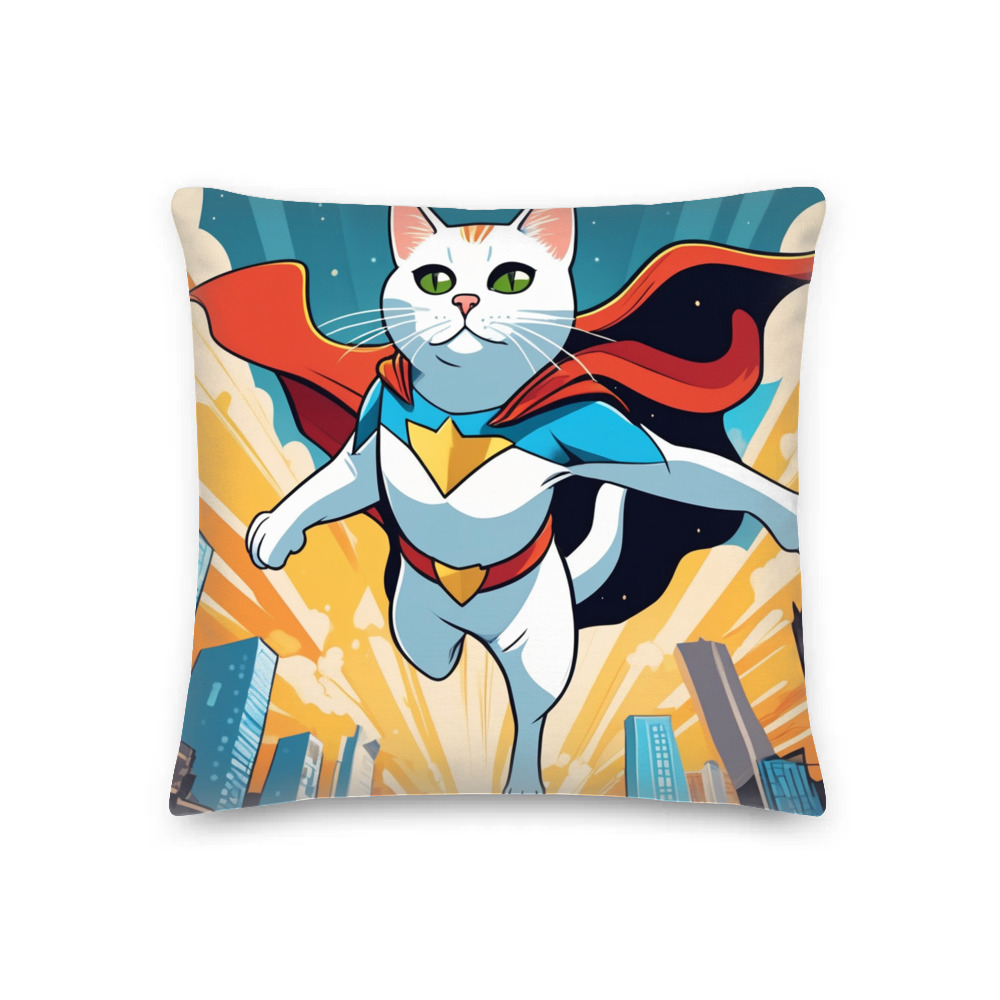 PugMug Custom White Companion Cat Premium Pillow