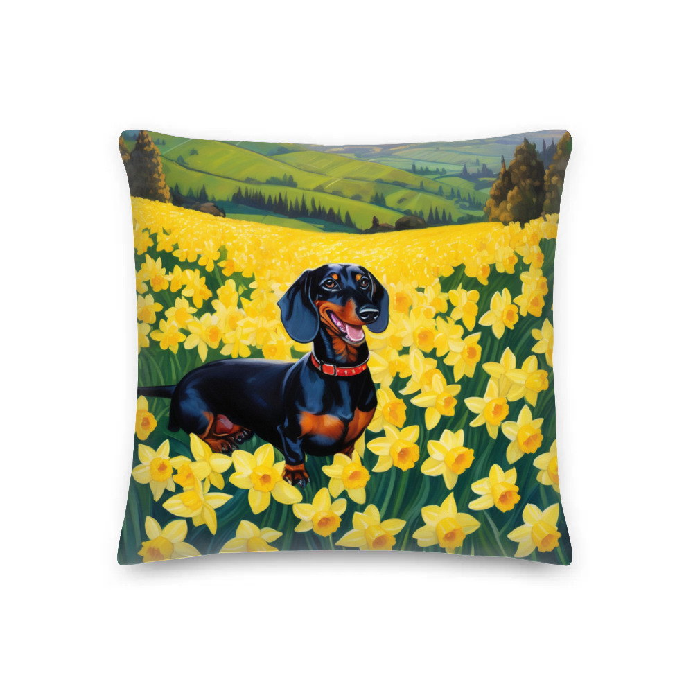 PugMug Custom Black Dachshund Premium Pillow