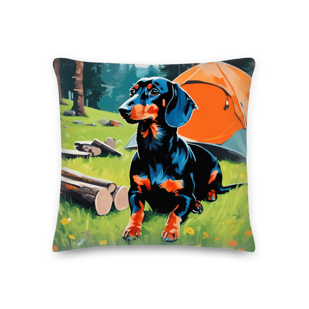 PugMug Custom Black Dachshund Premium Pillow