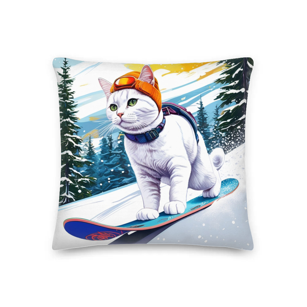 PugMug Custom White Companion Cat Premium Pillow