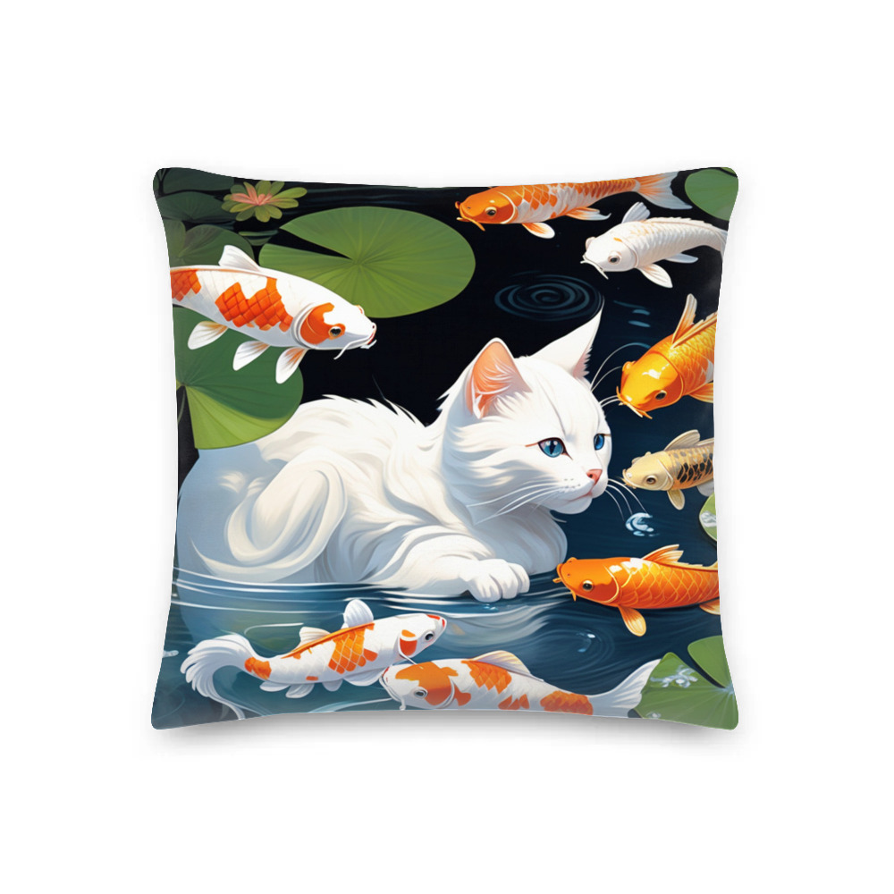 PugMug Custom White Companion Cat Premium Pillow