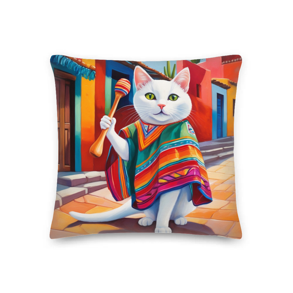 PugMug Custom White Companion Cat Premium Pillow